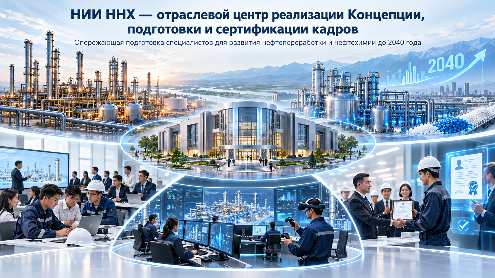 2040 жылға дейінгі мұнай өңдеу және мұнай химиясы кадрлық жүйесінің көрнекі сызбасы.